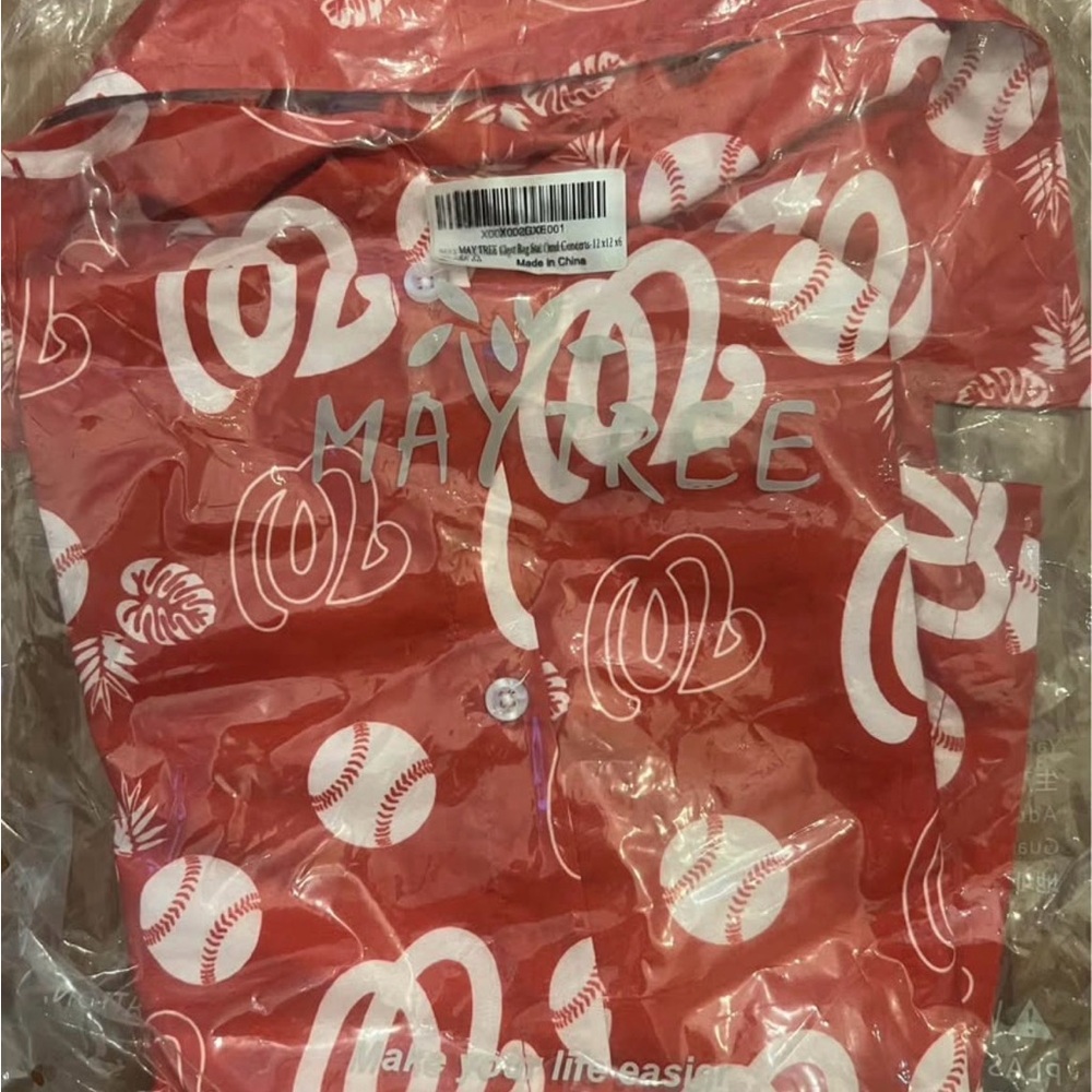 Washington Nationals Hawaiian Shirt Mens Large Red MLB Button Down Baseball